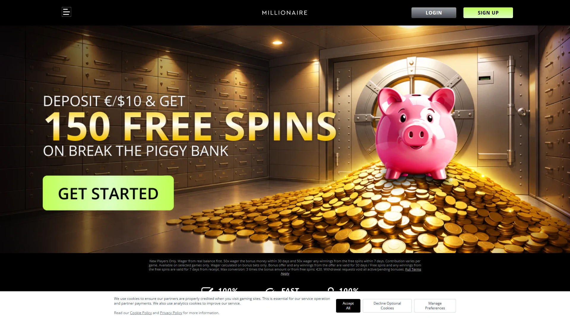 Current Millionaire Casino bonus offers